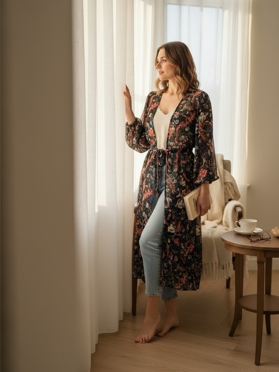 Black Tape_ Jackets & Blazers - NWT Black Tape Floral-print Kimono  #255